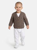 Baby Boy Cable Knit Cardigan - Brown