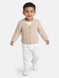 Baby Boy Cable Knit Cardigan - Beige