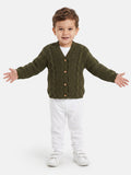 Baby Boy Cable Knit Cardigan - Olive Green