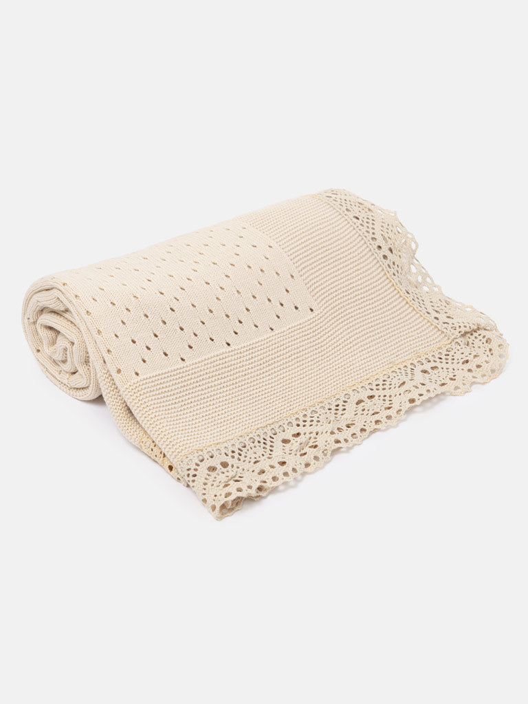 Baby Open Dot Knitted Spanish Blanket - Tan