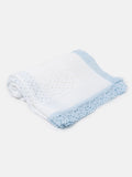 Baby Open Dot Knitted Spanish Blanket - White & Baby Blue