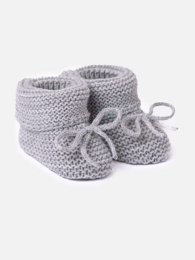 Baby Unisex Snuggle Knitted Booties - Grey