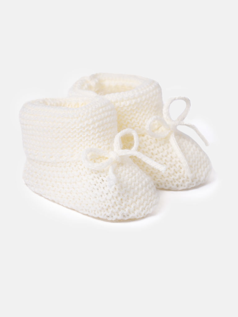 Baby Unisex Snuggle Knitted Booties - Ivory