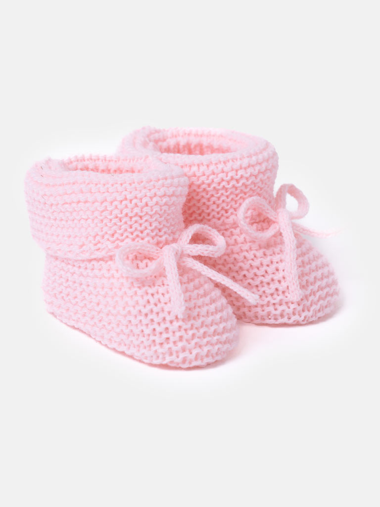 Baby Girl Snuggle Knitted Booties - Baby Pink