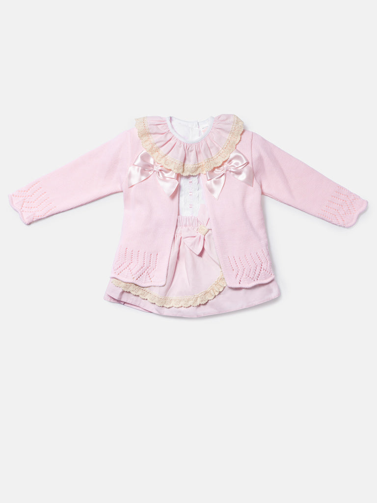 Baby Girl Theresa Collection 3-piece Spanish Romper Set - Baby Pink