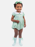 Baby Girl Reina Collection Spanish Smocked Romper - Mint Green