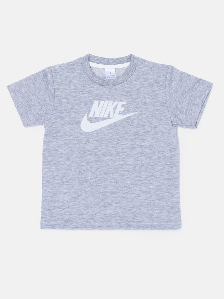 Boys Basic T-shirt with LOGO Print – Gray