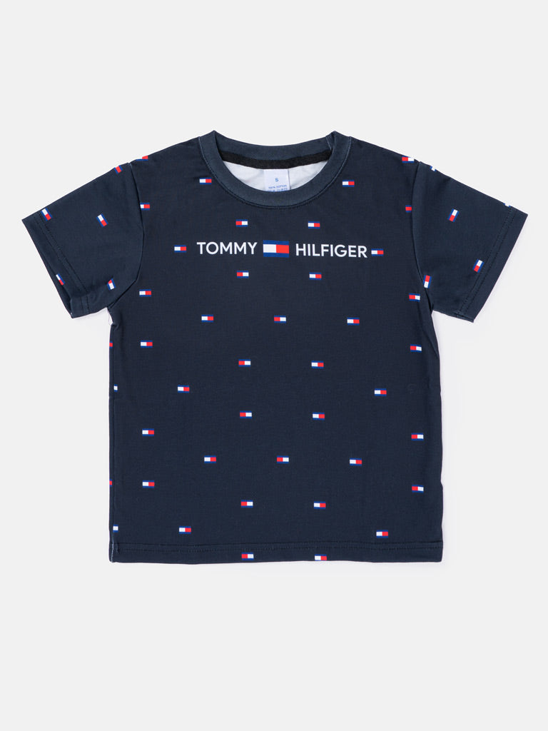 Boys TOMMY H. Print T-shirt – Navy Blue
