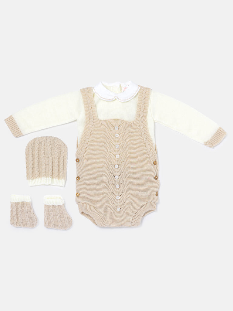 Baby Rafi Collection 4-piece Spanish Knitted Set - Beige