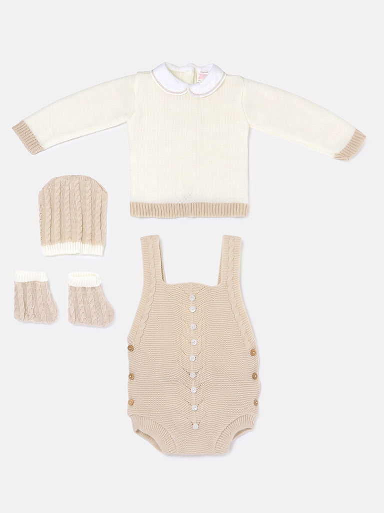Baby Rafi Collection 4-piece Spanish Knitted Set - Beige