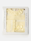 Baby Girl Frilly collar Knitted 3-piece Gift Box Set - Lemon Yellow