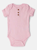 Baby Girl Short Sleeve Bodysuit with Buttons - Baby Pink