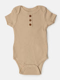 Baby Boy/Girl Short Sleeve Bodysuit with Buttons - Beige