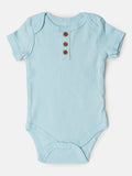 Baby Boy Short Sleeve Bodysuit with Buttons - Baby Blue