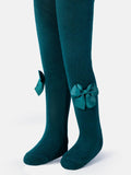 Baby Girl Tights with Side Bow - Emerald Green