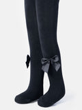 Baby Girl Tights with Side Bow - Black