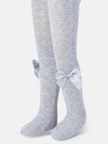 Baby Girl Tights with Side Bow - Grey