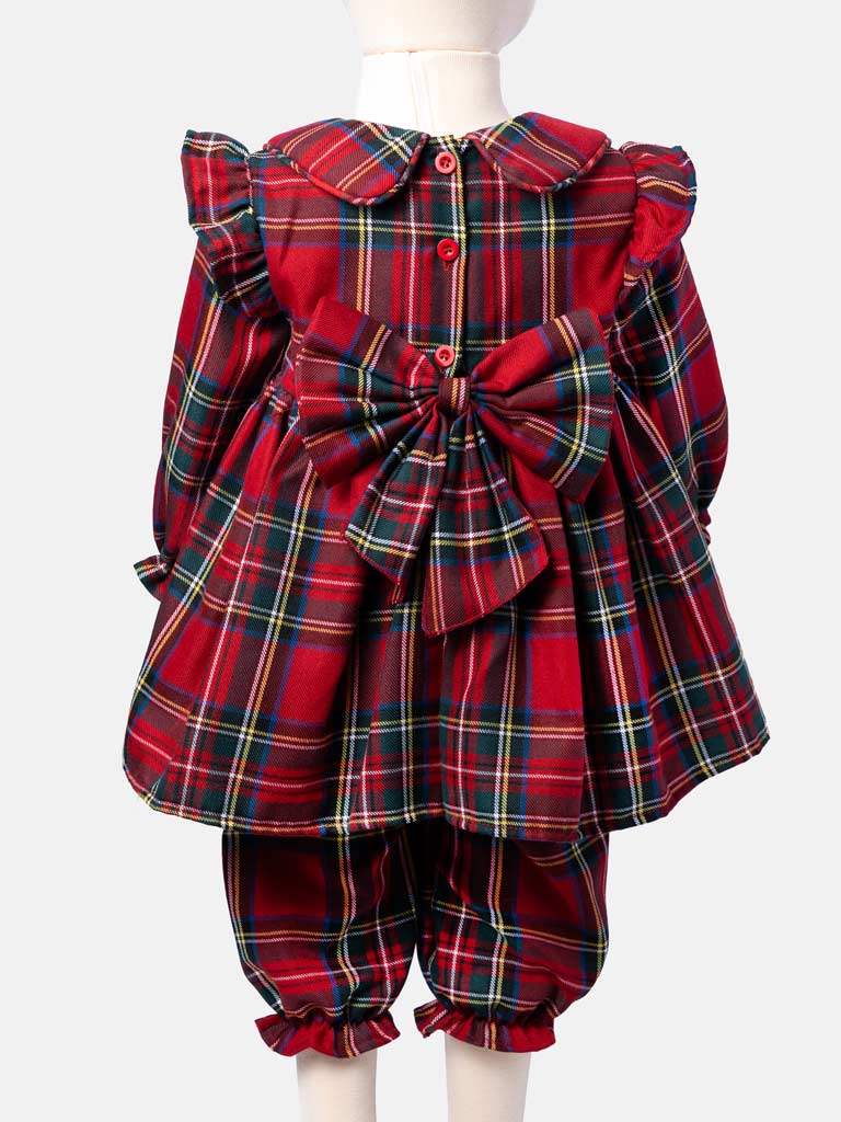 Baby Girl Classic Tartan 2-piece Romper Set - Red