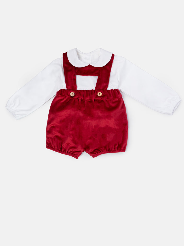 Baby Boy 2-Piece Romper Set with Shirt & Shorts - Red