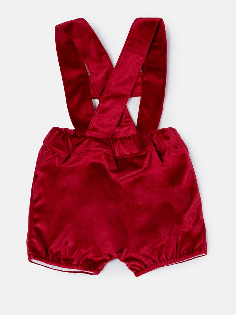Baby Boy 2-Piece Romper Set with Shirt & Shorts - Red