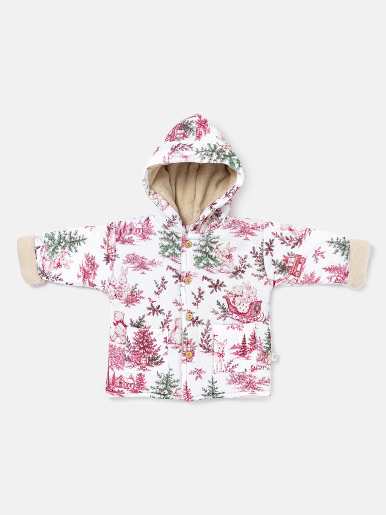 Baby Hooded Coat with Pockets - Christmas Print Collection - LIMITED EDITION