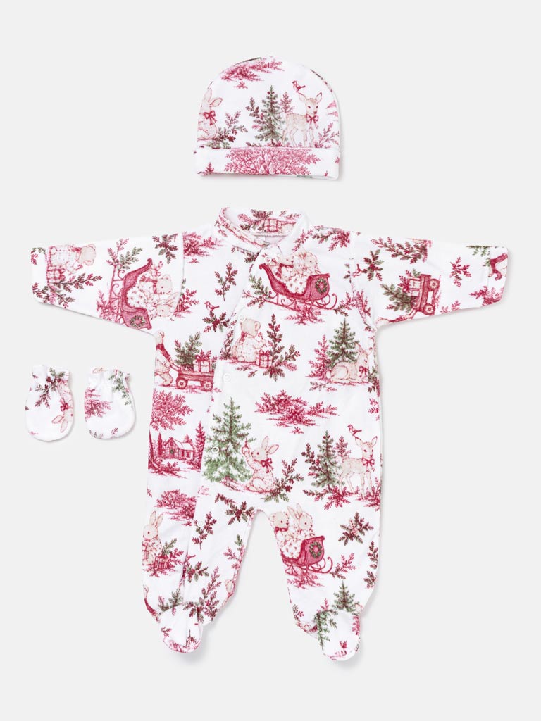 Velour 3-Piece Baby Grow Set - Christmas Print Collection - LIMITED EDITION