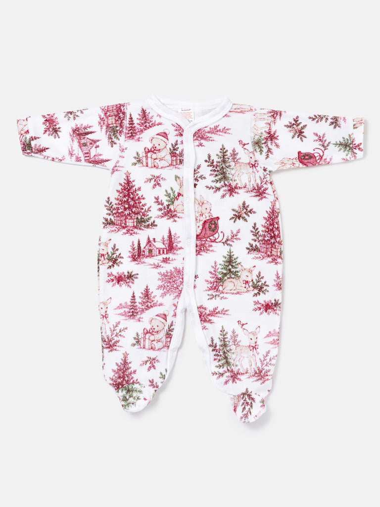 Velour Baby Grow with Front Snap Fasteners - Christmas Print Collection - LIMITED EDITION
