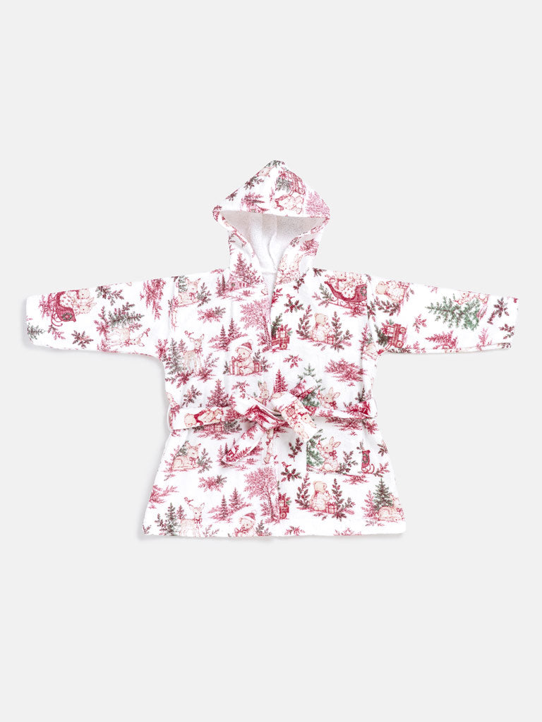 Children's Cotton Hooded Bath Robe - Christmas Print Collection - LIMITED EDITION