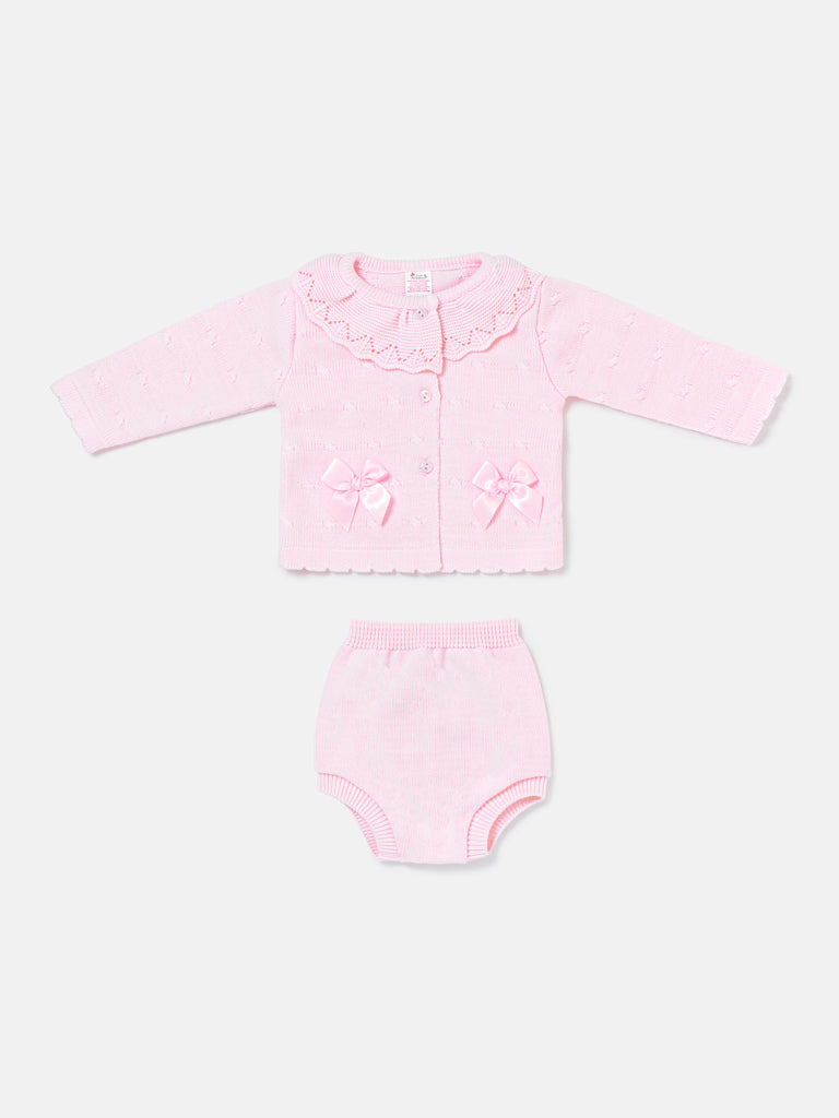 Baby Girl Catarina Collection 2-piece Spanish Knitted Set - Baby Pink