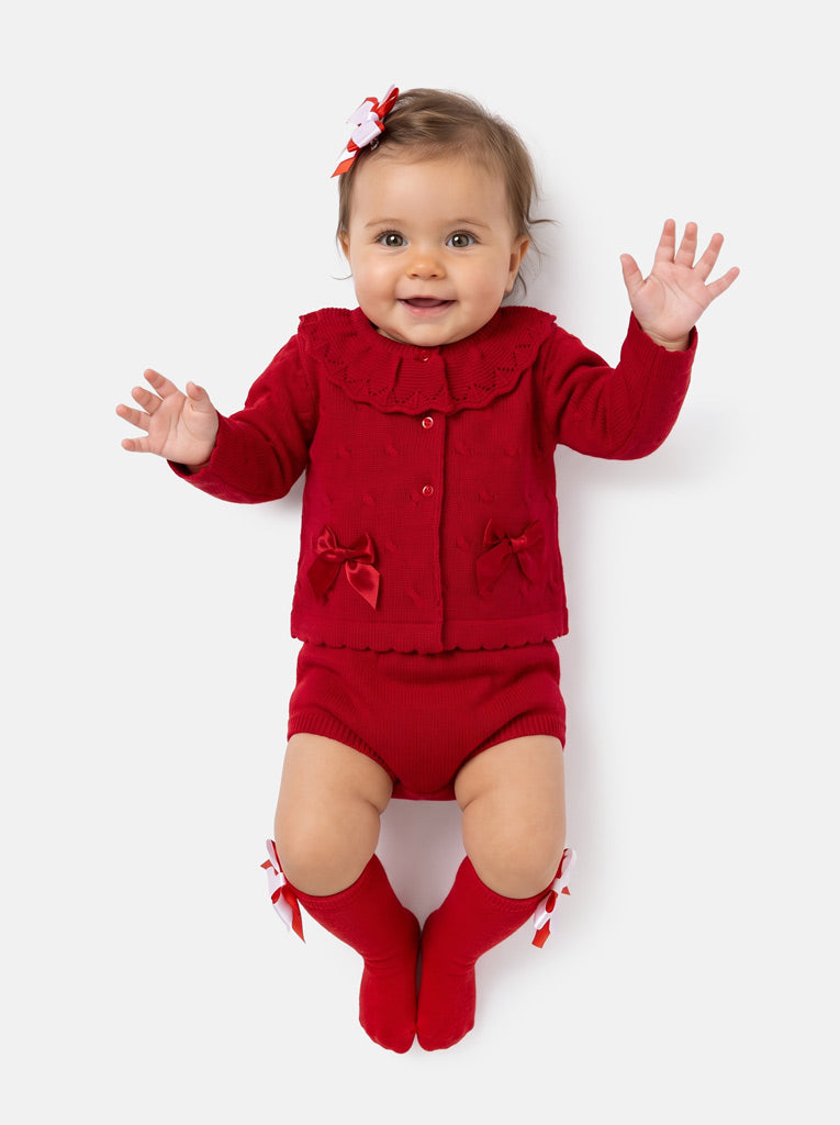 Baby Girl Catarina Collection 2-piece Spanish Knitted Set - Red