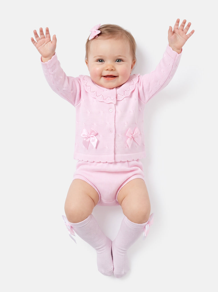 Baby Girl Catarina Collection 2-piece Spanish Knitted Set - Baby Pink