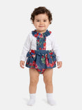 Baby Girl Camelia Collection 2-piece Top & Bloomers Set - Navy Blue
