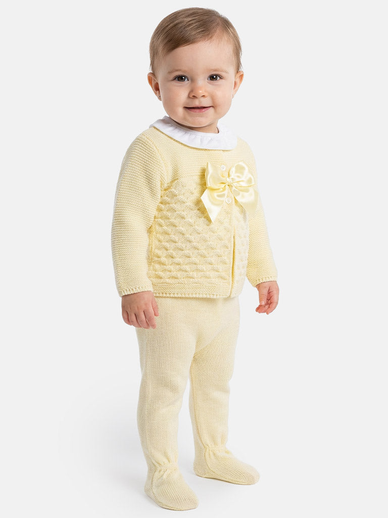 Girl Zaira Collection 3-Piece Knitted Set Baby & Toddler - Lemon Yellow