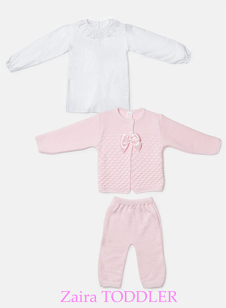 Girl Zaira Collection 3-Piece Knitted Set Baby & Toddler - Baby Pink