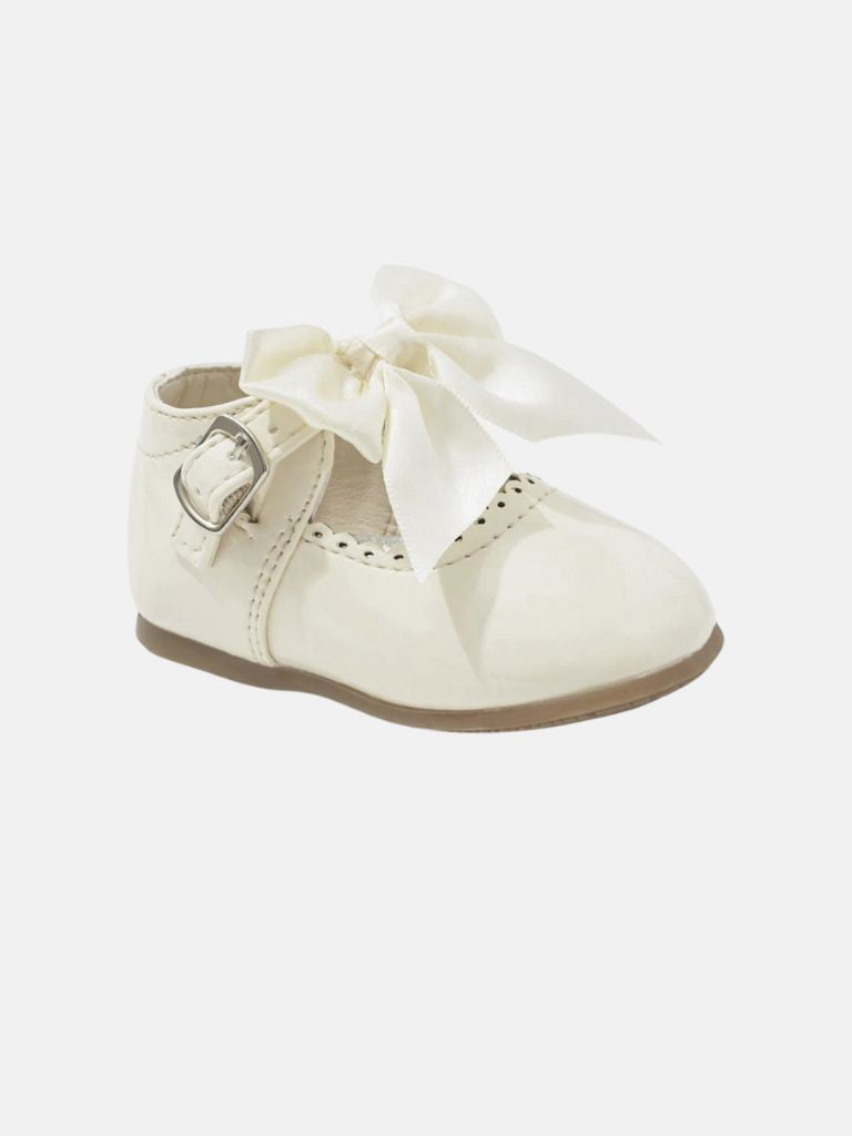 Baby Girl Satin Bow Shoes KYLIE Collection - Cream/Ivory