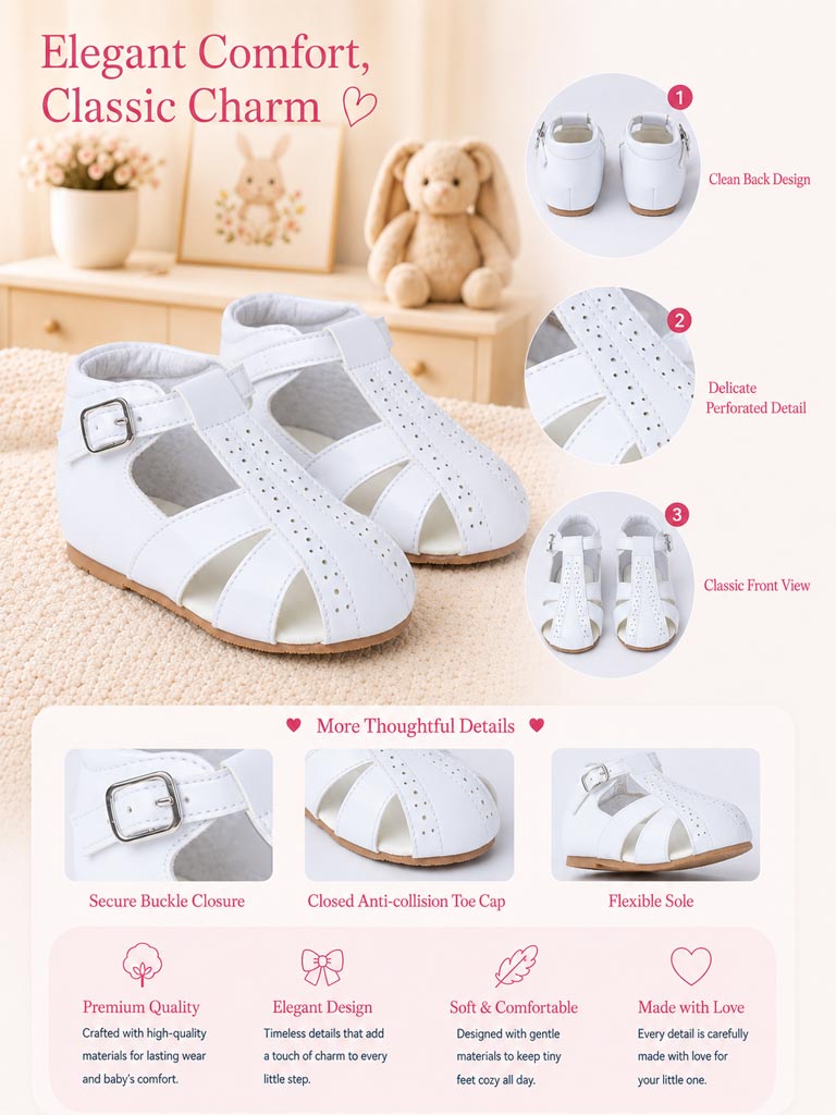 Baby Unisex M&B Classic Sandals - Bluebell White
