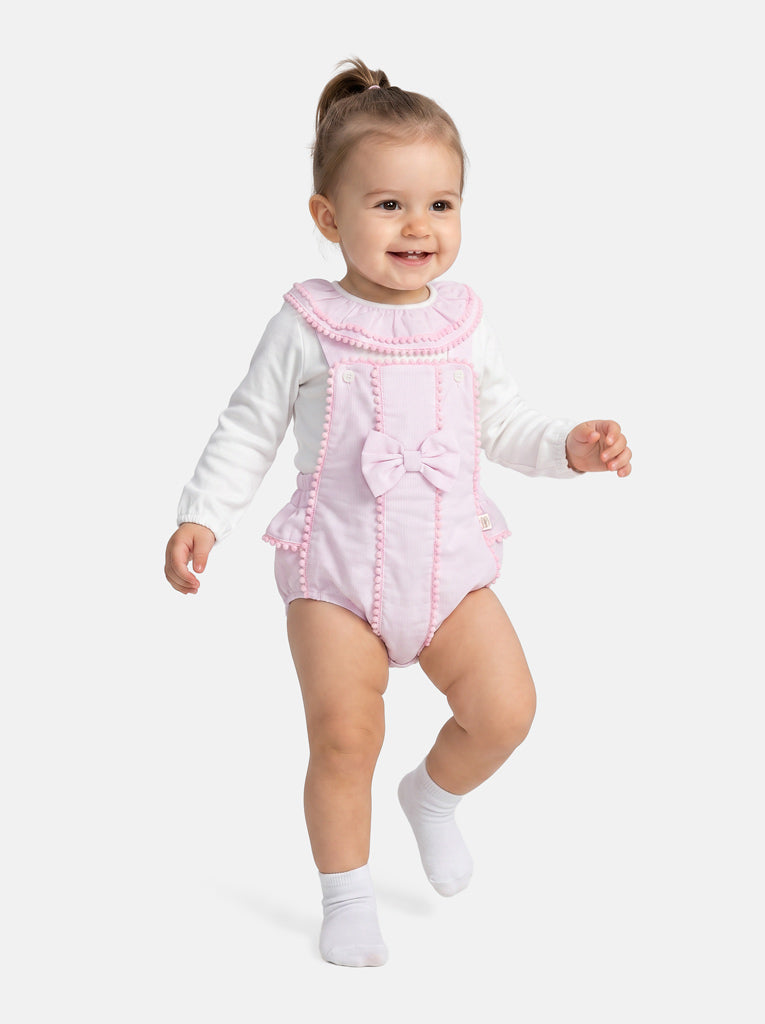 Baby Girl Dolores Collection 2-piece Spanish Romper Set - Baby Pink