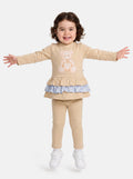 Baby Girl Top & Leggings Set - Teddy Bear Collection - Beige