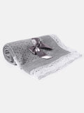 Baby Open Dot Knitted Spanish Blanket with Bow - Grey