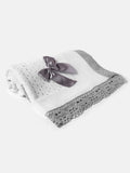 Baby Open Dot Knitted Spanish Blanket with Bow - White & Grey