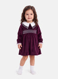 Baby Girl Celeste Collection Velvet Dress - Burgundy