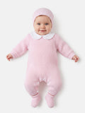 Baby 3-Piece Knitted Set All-In-One with Hat & Booties - Baby Pink