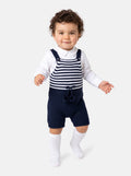 Baby Boy Dante Collection 2-piece Knitted Dungaree Set - Navy Blue