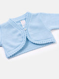 Luxury Baby Girl SHORT Bolero with Button - Baby Blue