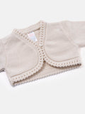 Luxury Baby Girl SHORT Bolero with Button - Beige