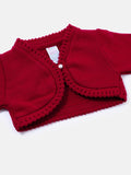 Luxury Baby Girl SHORT Bolero with Button - Red