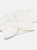 Luxury Baby Girl SHORT Bolero with Button - Ivory