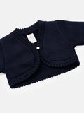 Luxury Baby Girl SHORT Bolero with Button - Navy