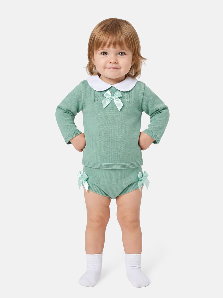 Baby Girl Manuela Collection 2-piece Knitted Set - Mint Green