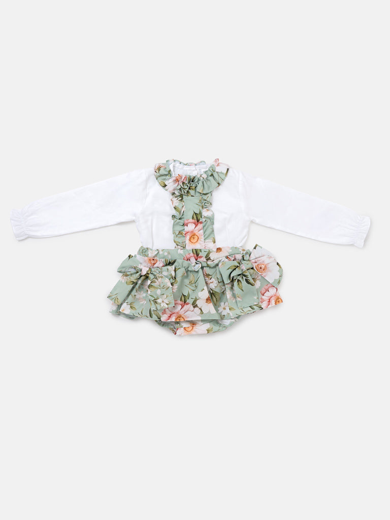 Baby Girl Camelia Collection 2-piece Top & Bloomers Set - Mint Green